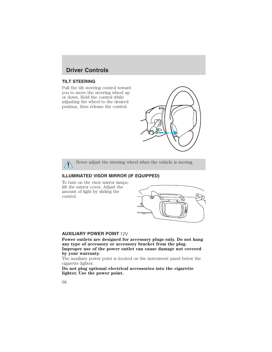 Driver controls | FORD 2002 Taurus v.4 User Manual | Page 68 / 240