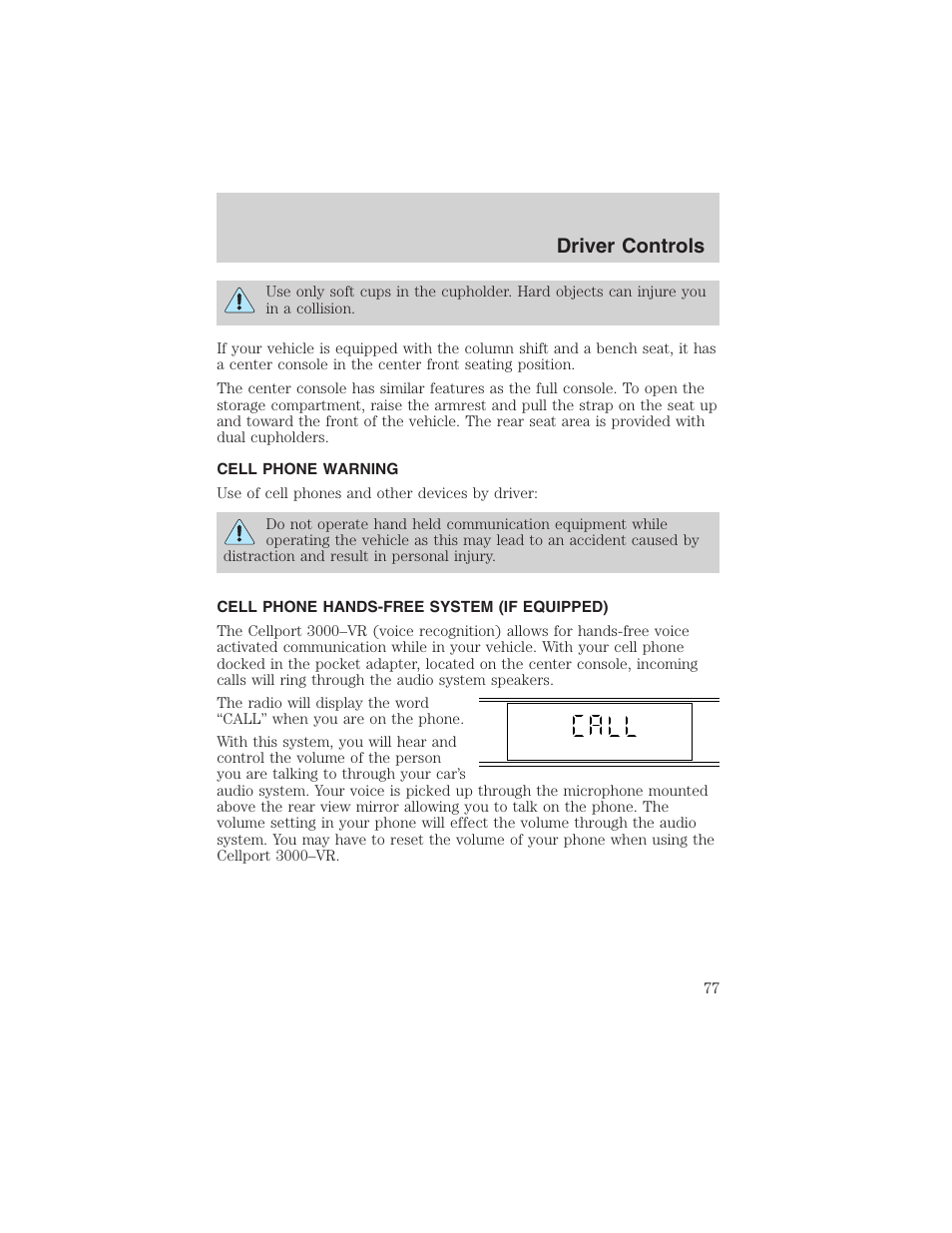 Driver controls | FORD 2002 Taurus v.4 User Manual | Page 77 / 240