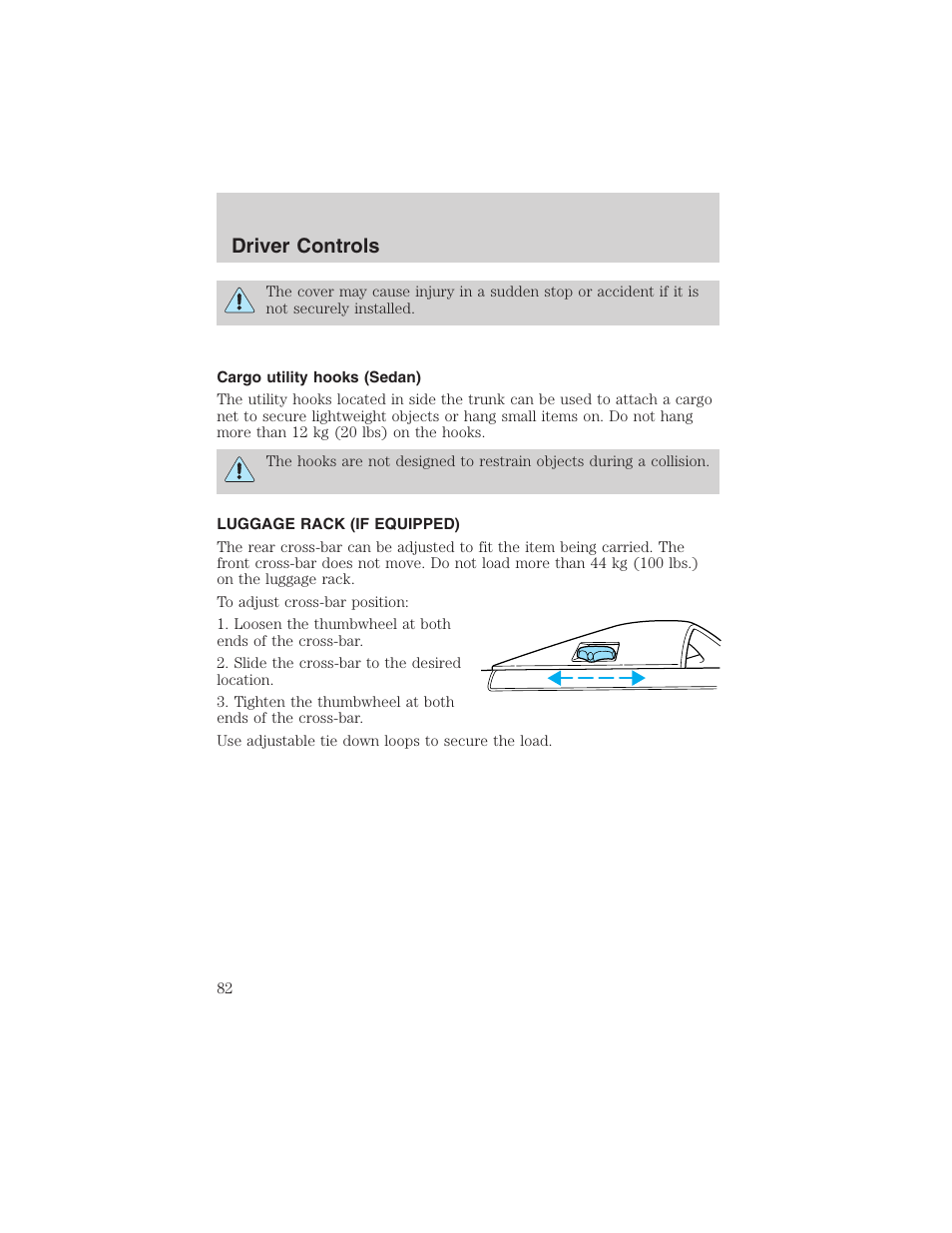 Driver controls | FORD 2002 Taurus v.4 User Manual | Page 82 / 240