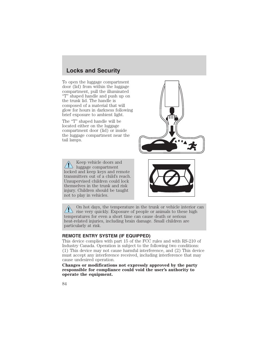 Locks and security | FORD 2002 Taurus v.4 User Manual | Page 84 / 240