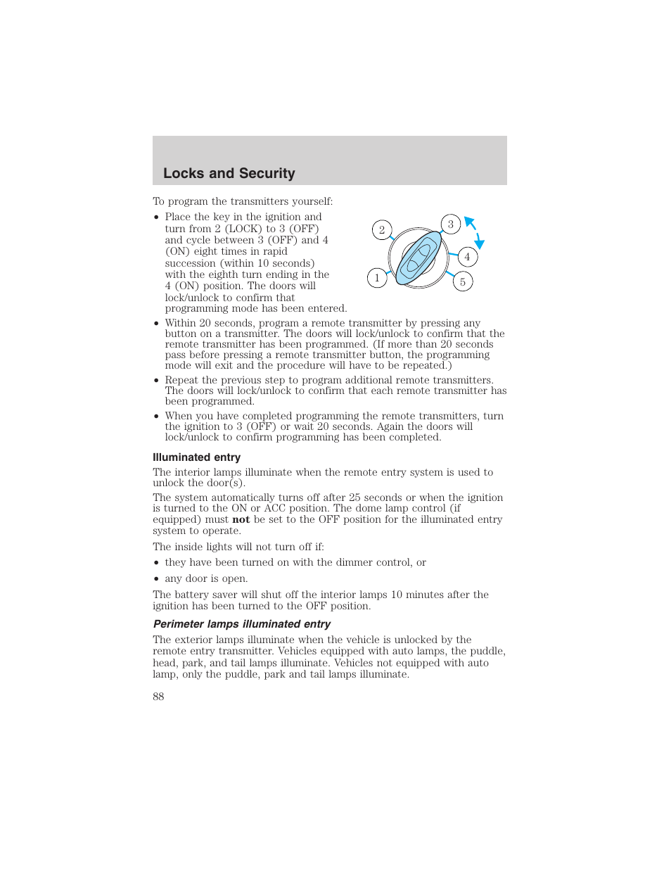 Locks and security | FORD 2002 Taurus v.4 User Manual | Page 88 / 240