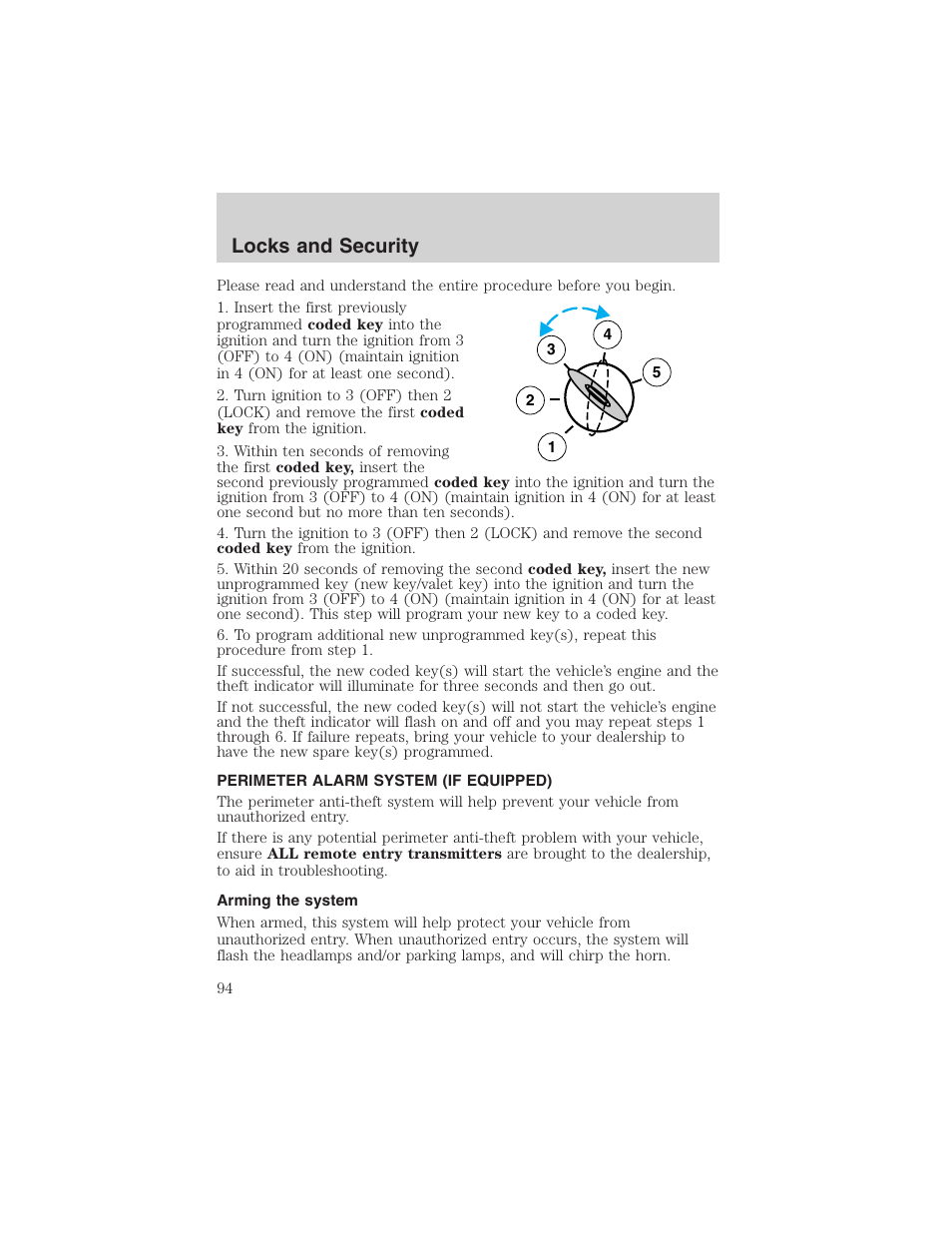 Locks and security | FORD 2002 Taurus v.4 User Manual | Page 94 / 240