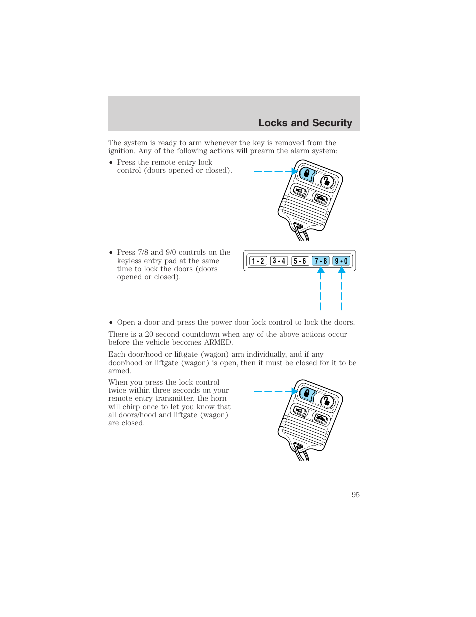 Locks and security | FORD 2002 Taurus v.4 User Manual | Page 95 / 240