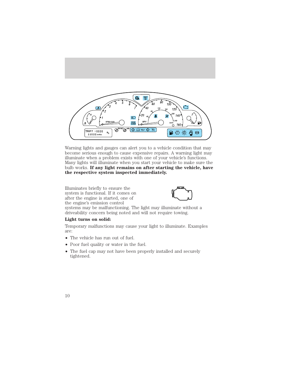 Instrument cluster | FORD 2002 Thunderbird v.1 User Manual | Page 10 / 248