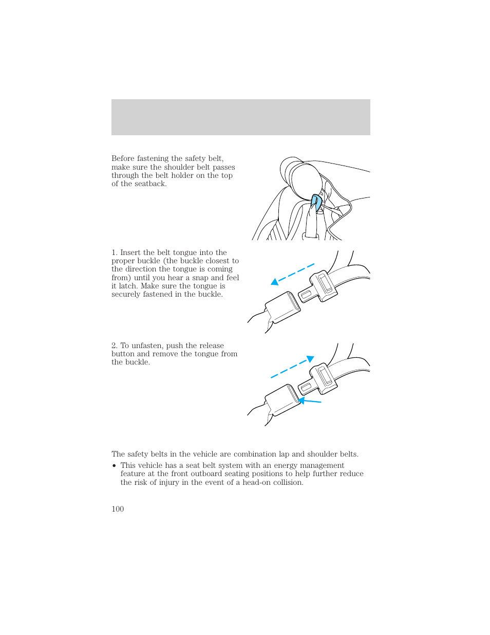 Seating and safety restraints | FORD 2002 Thunderbird v.1 User Manual | Page 100 / 248