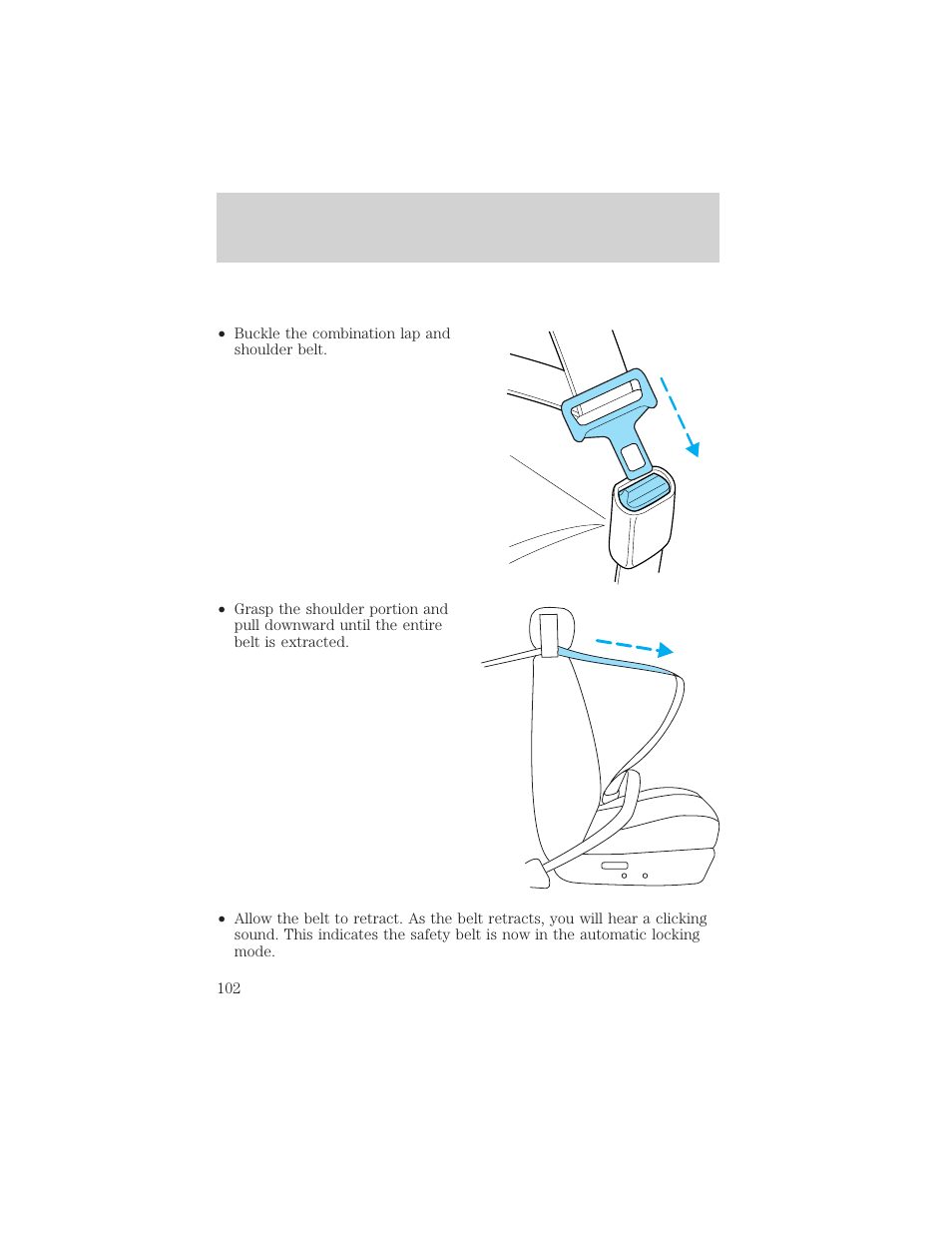 Seating and safety restraints | FORD 2002 Thunderbird v.1 User Manual | Page 102 / 248
