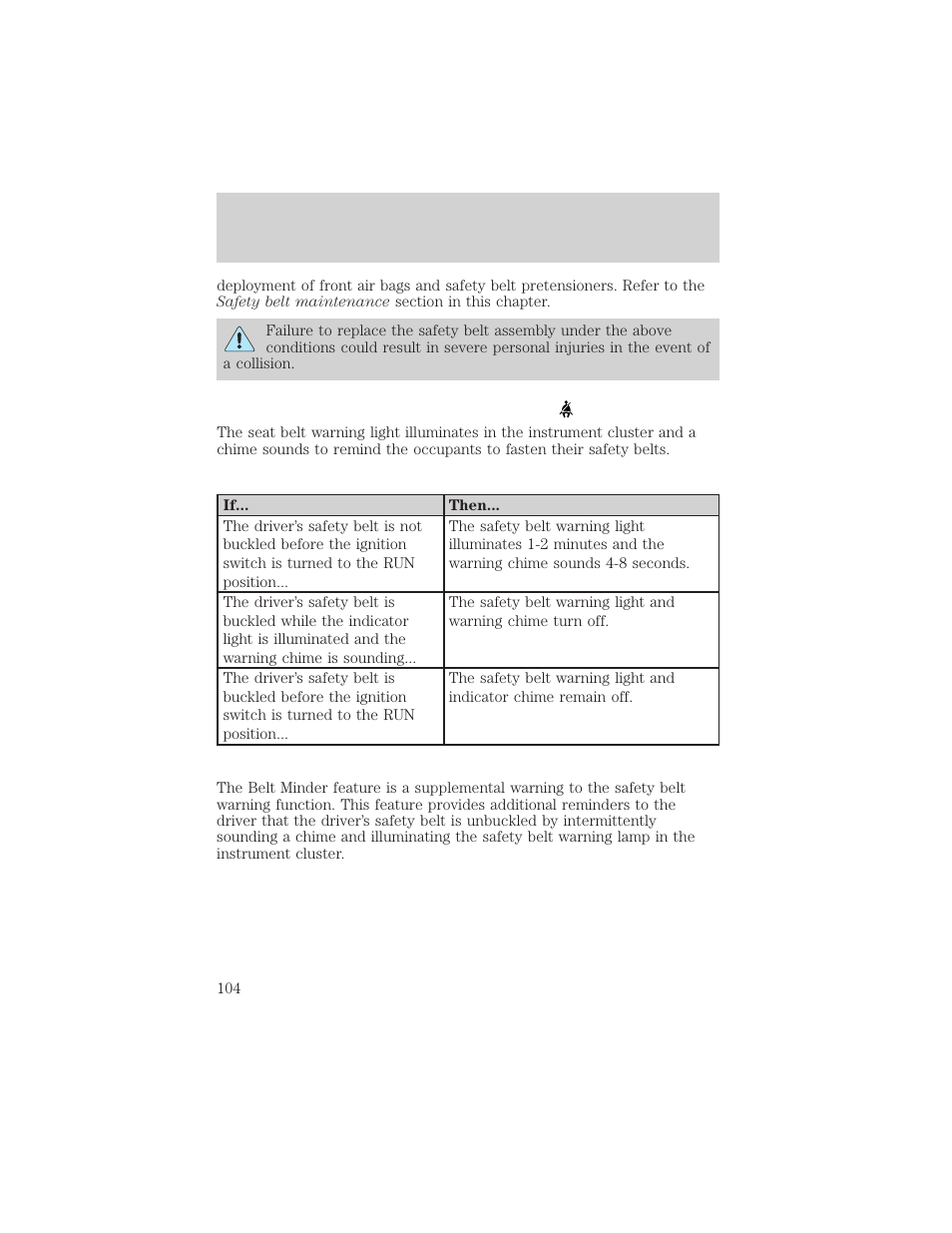 Seating and safety restraints | FORD 2002 Thunderbird v.1 User Manual | Page 104 / 248