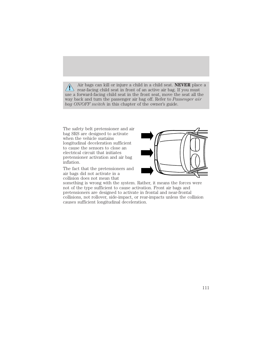 Seating and safety restraints | FORD 2002 Thunderbird v.1 User Manual | Page 111 / 248