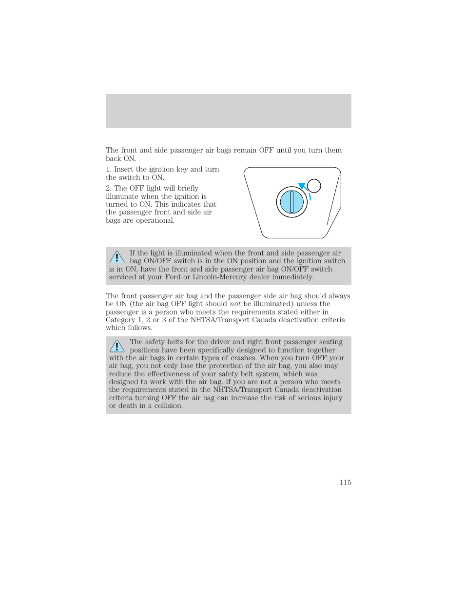 Seating and safety restraints | FORD 2002 Thunderbird v.1 User Manual | Page 115 / 248