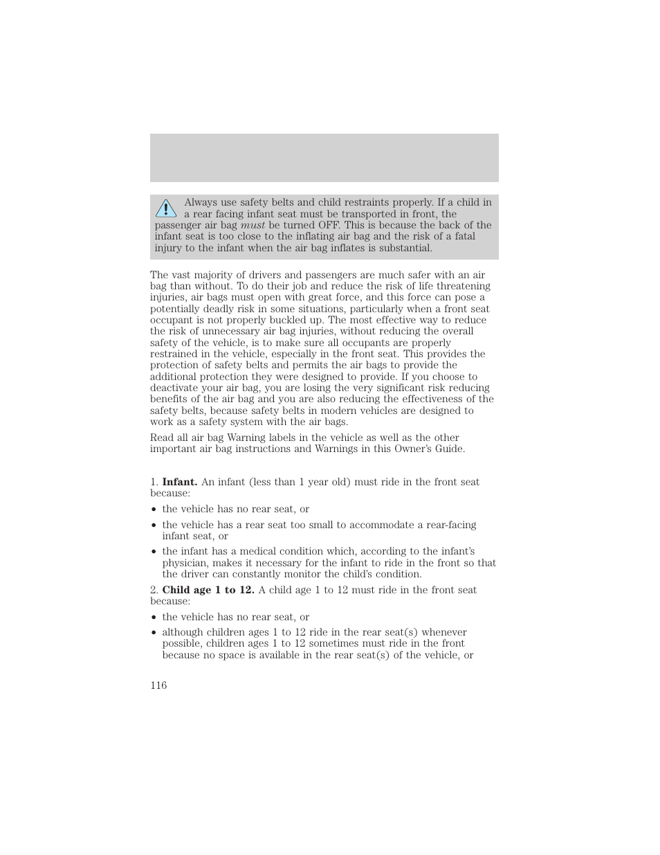 Seating and safety restraints | FORD 2002 Thunderbird v.1 User Manual | Page 116 / 248