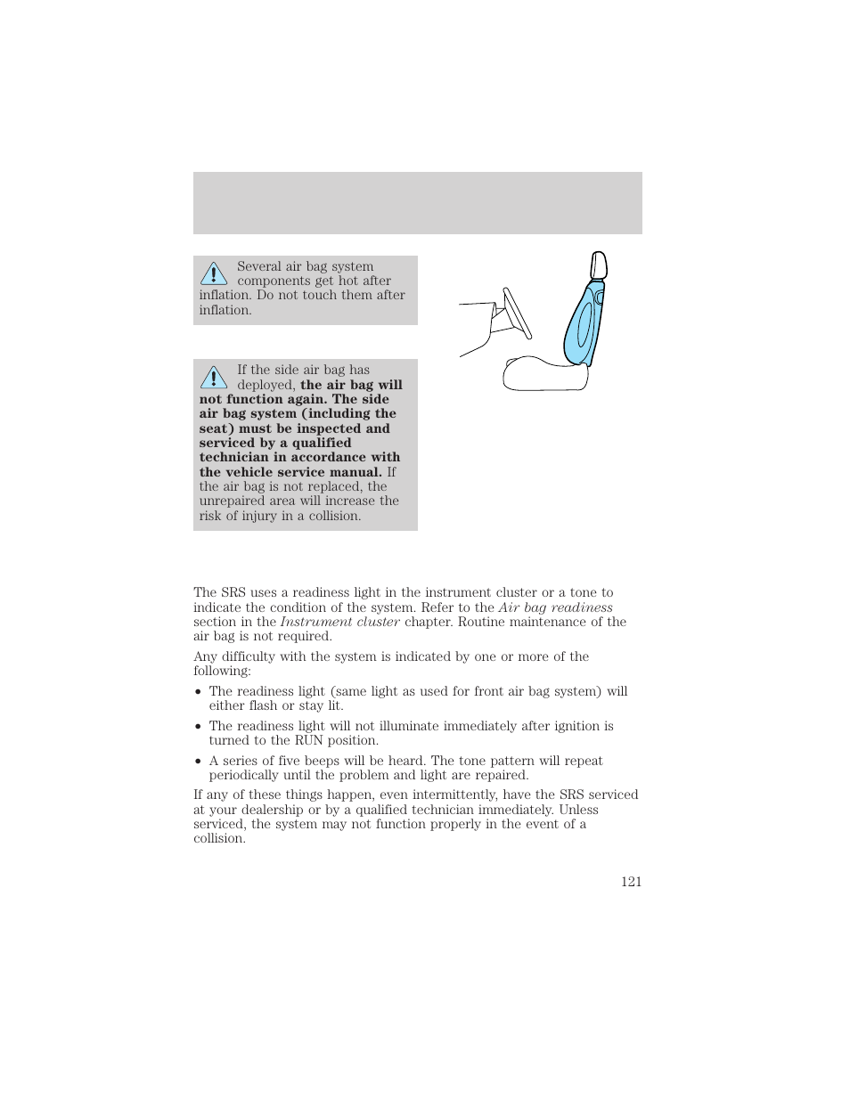 Seating and safety restraints | FORD 2002 Thunderbird v.1 User Manual | Page 121 / 248