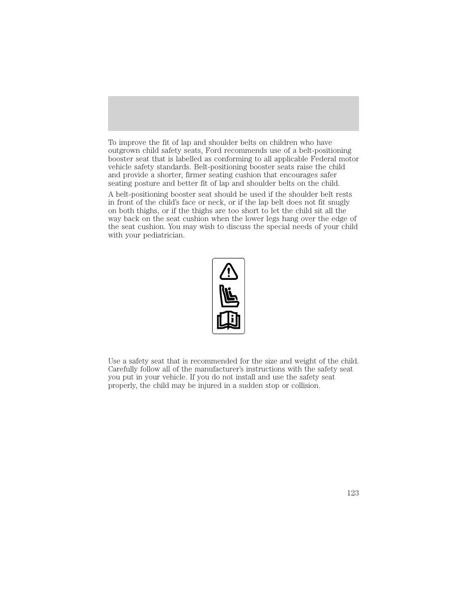 Seating and safety restraints | FORD 2002 Thunderbird v.1 User Manual | Page 123 / 248