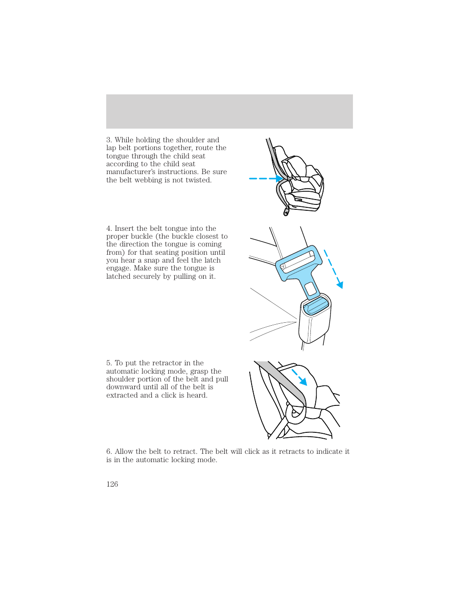 Seating and safety restraints | FORD 2002 Thunderbird v.1 User Manual | Page 126 / 248
