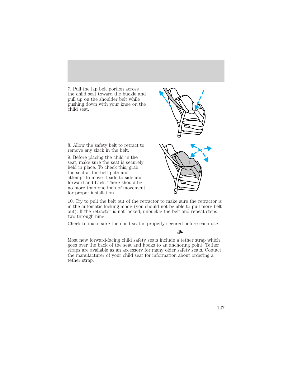 Seating and safety restraints | FORD 2002 Thunderbird v.1 User Manual | Page 127 / 248