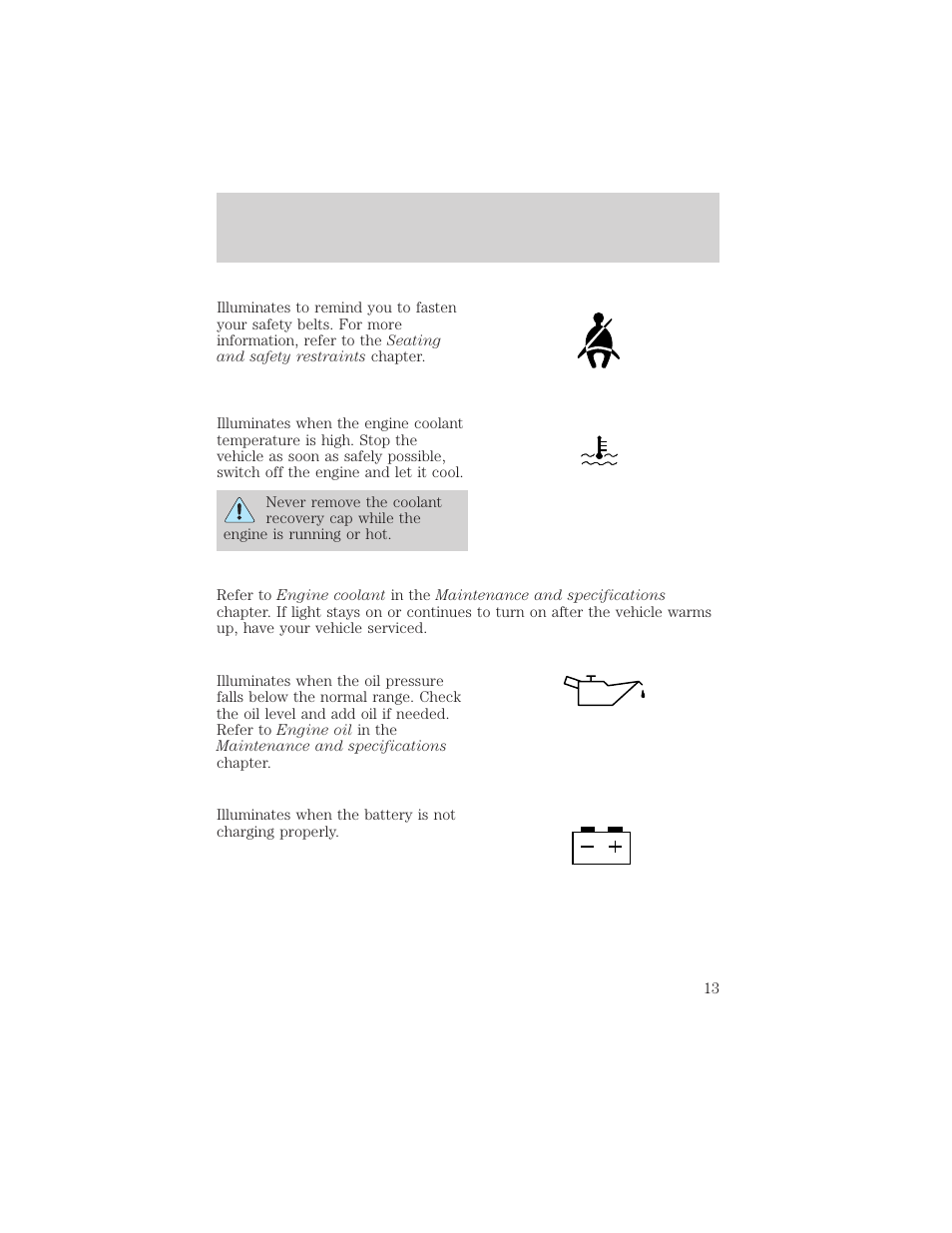 Instrument cluster | FORD 2002 Thunderbird v.1 User Manual | Page 13 / 248