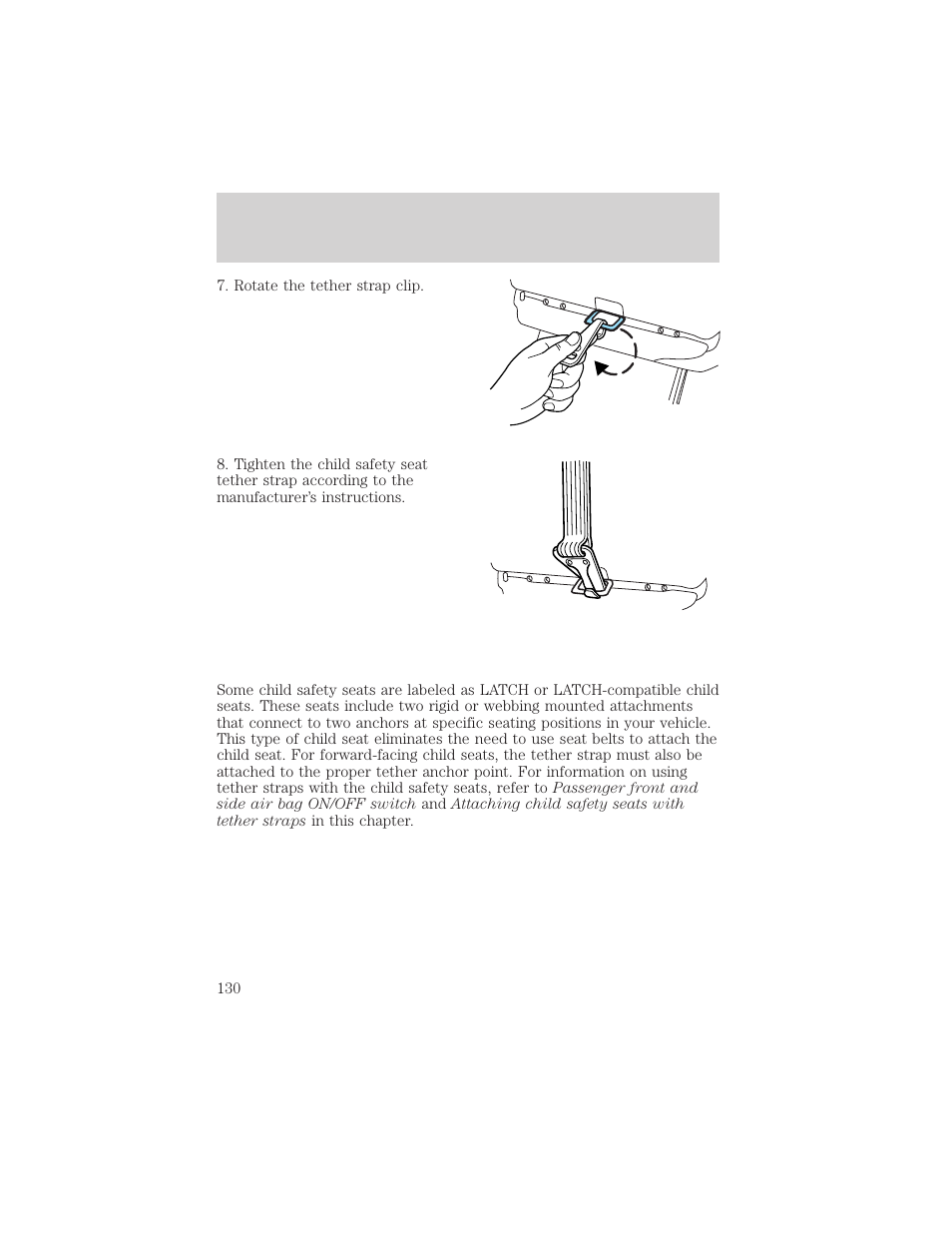 Seating and safety restraints | FORD 2002 Thunderbird v.1 User Manual | Page 130 / 248