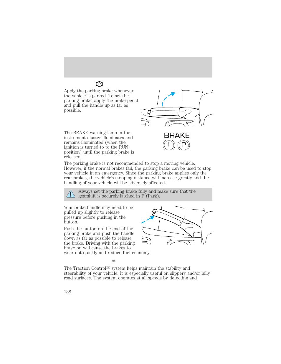 P! brake | FORD 2002 Thunderbird v.1 User Manual | Page 138 / 248