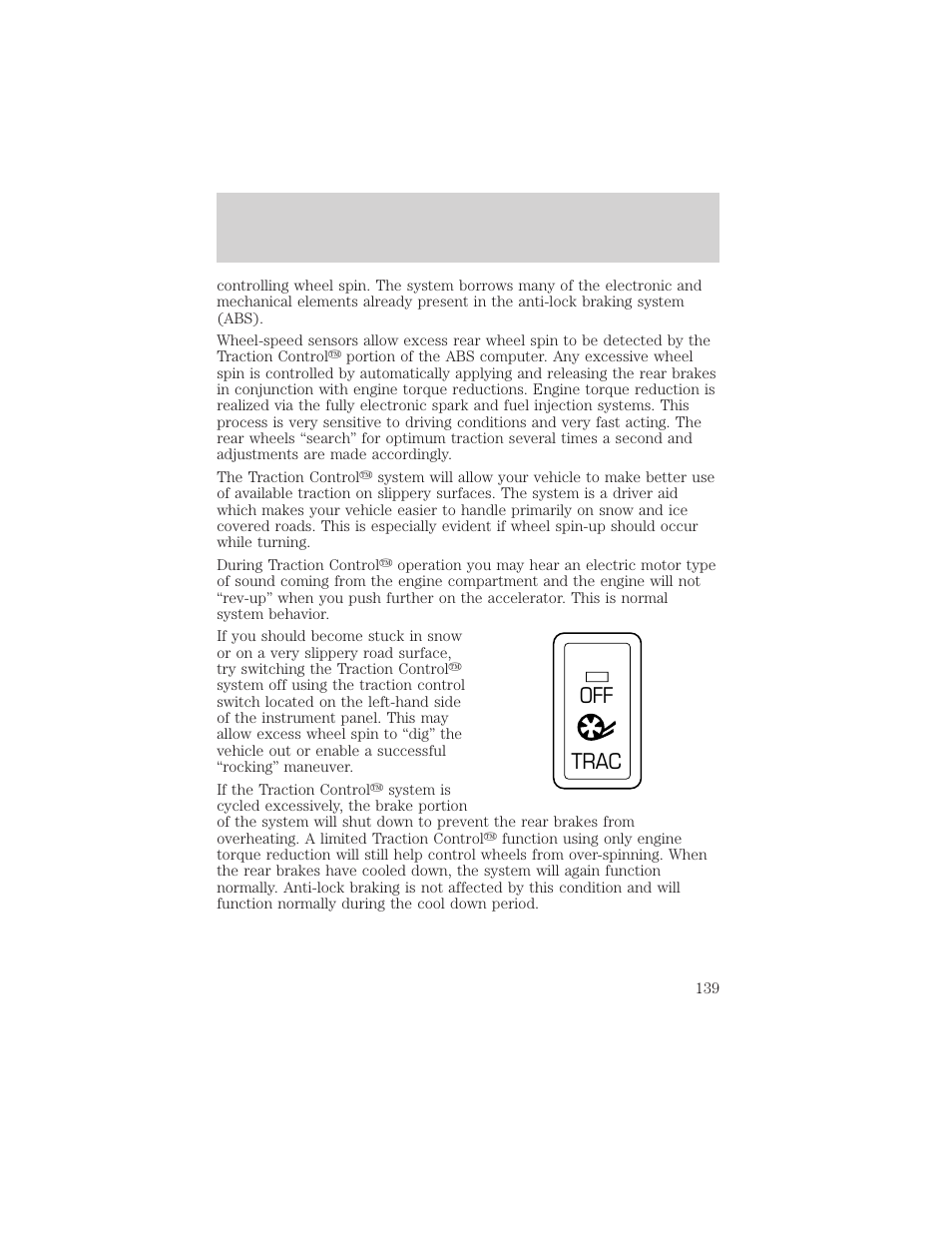 Off trac, Driving | FORD 2002 Thunderbird v.1 User Manual | Page 139 / 248
