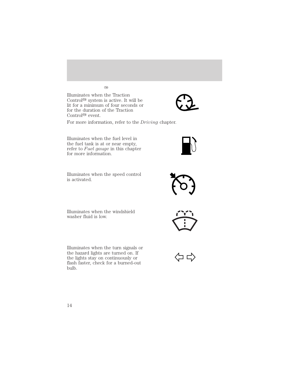Instrument cluster | FORD 2002 Thunderbird v.1 User Manual | Page 14 / 248