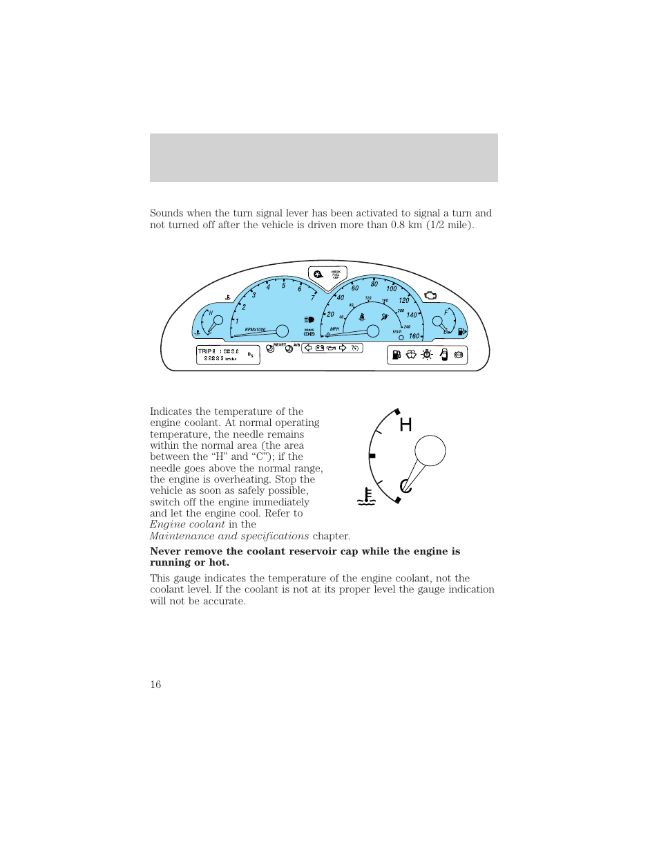 Instrument cluster | FORD 2002 Thunderbird v.1 User Manual | Page 16 / 248