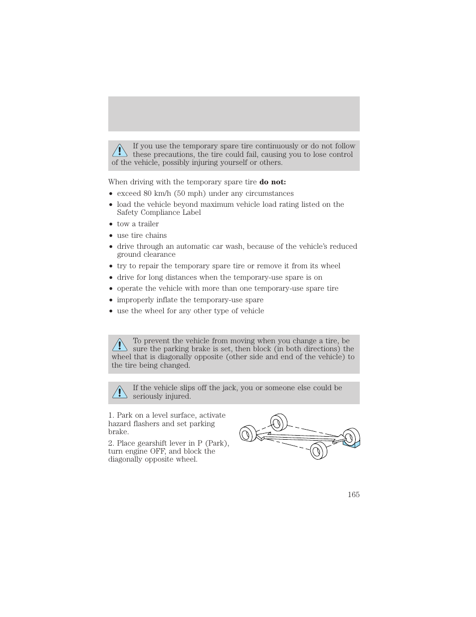 Roadside emergencies | FORD 2002 Thunderbird v.1 User Manual | Page 165 / 248