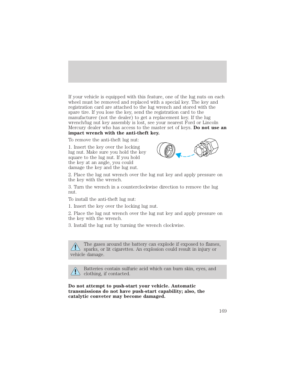 Roadside emergencies | FORD 2002 Thunderbird v.1 User Manual | Page 169 / 248