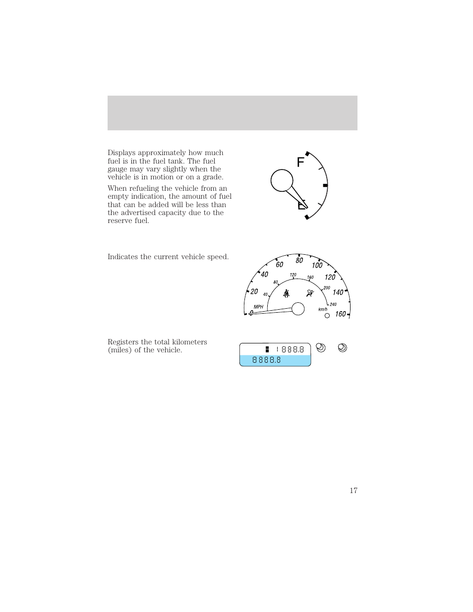 Instrument cluster | FORD 2002 Thunderbird v.1 User Manual | Page 17 / 248