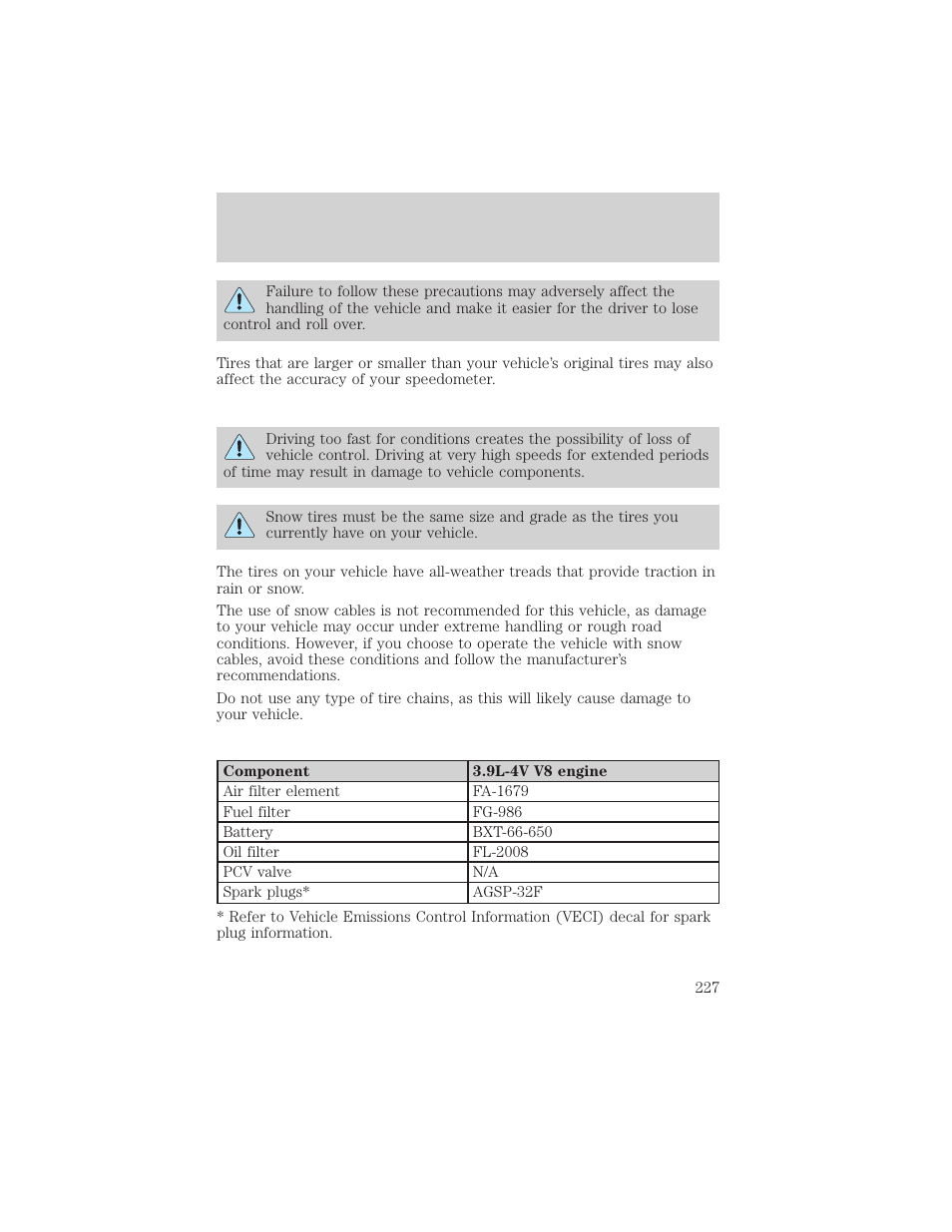 Maintenance and specifications | FORD 2002 Thunderbird v.1 User Manual | Page 227 / 248