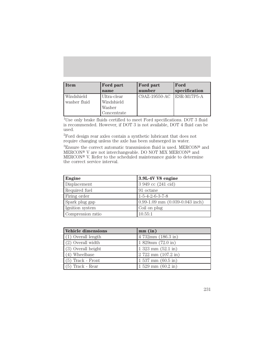 Maintenance and specifications | FORD 2002 Thunderbird v.1 User Manual | Page 231 / 248