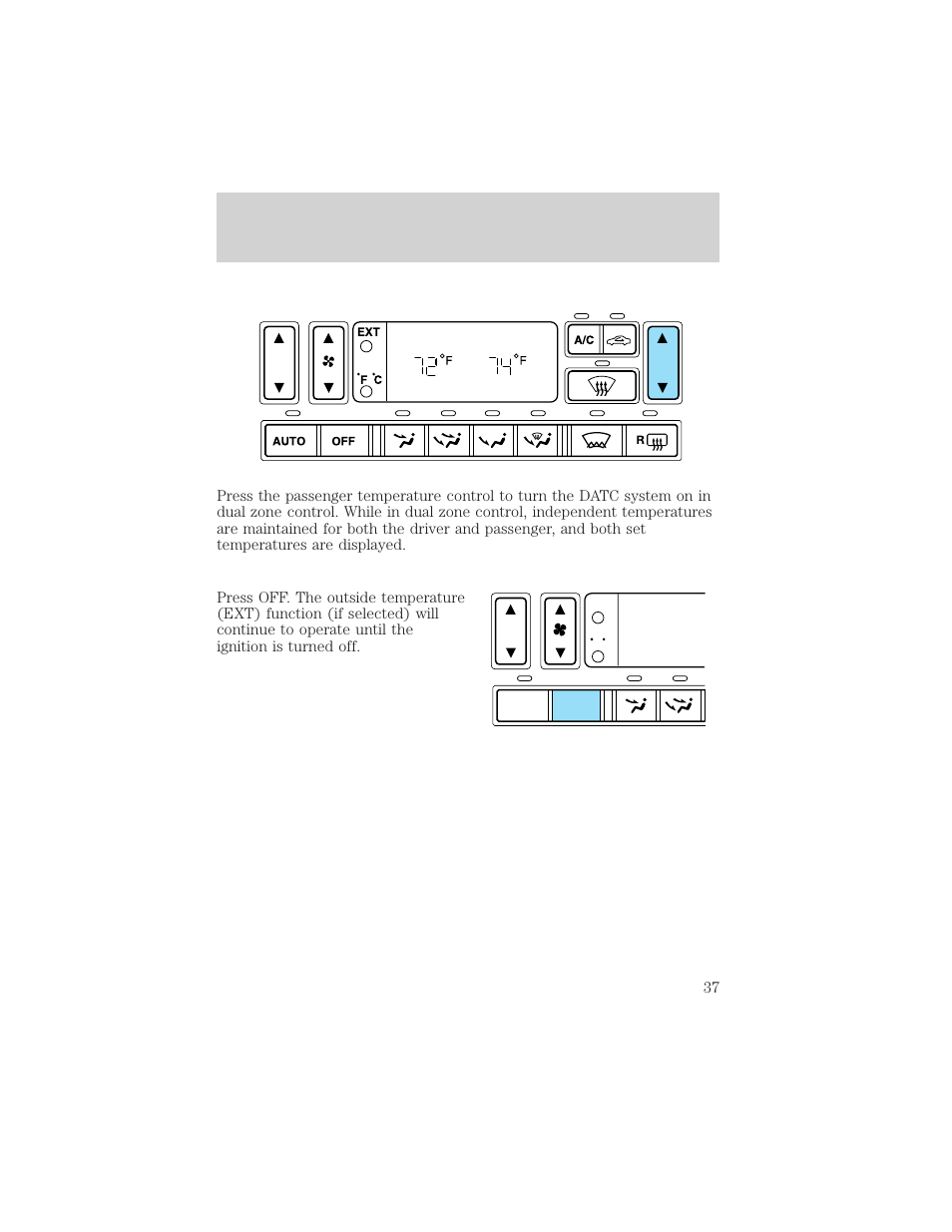 Climate controls | FORD 2002 Thunderbird v.1 User Manual | Page 37 / 248