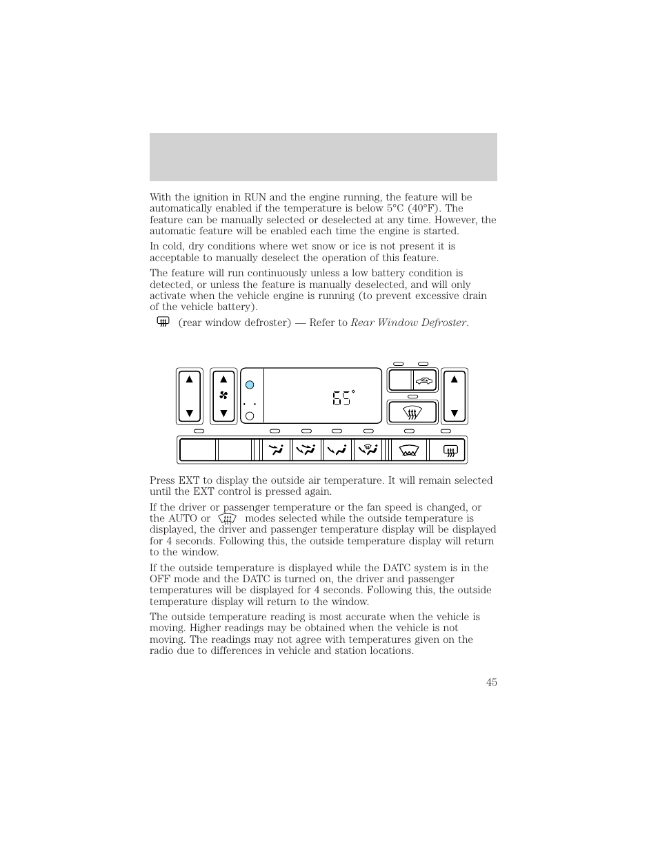 Climate controls | FORD 2002 Thunderbird v.1 User Manual | Page 45 / 248