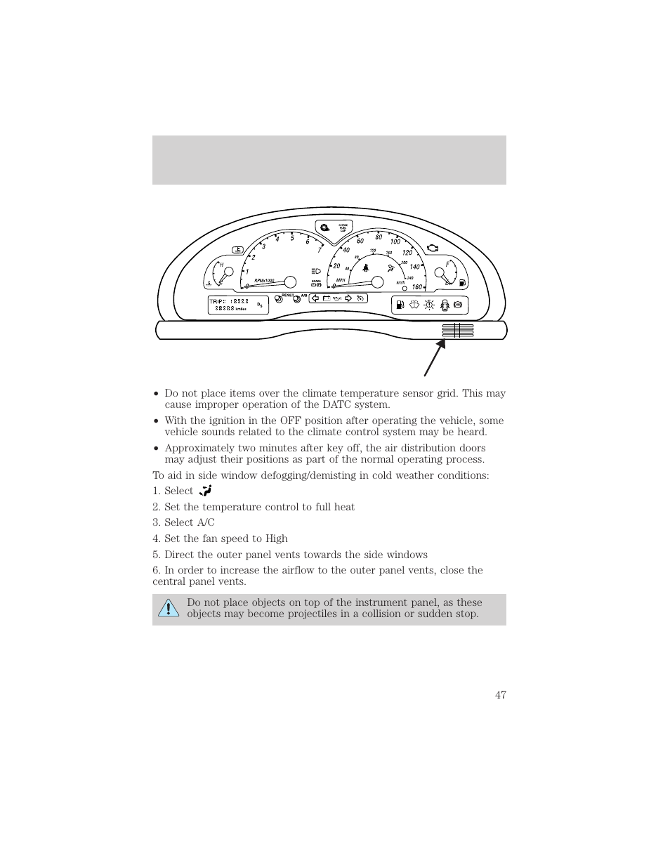 Climate controls | FORD 2002 Thunderbird v.1 User Manual | Page 47 / 248