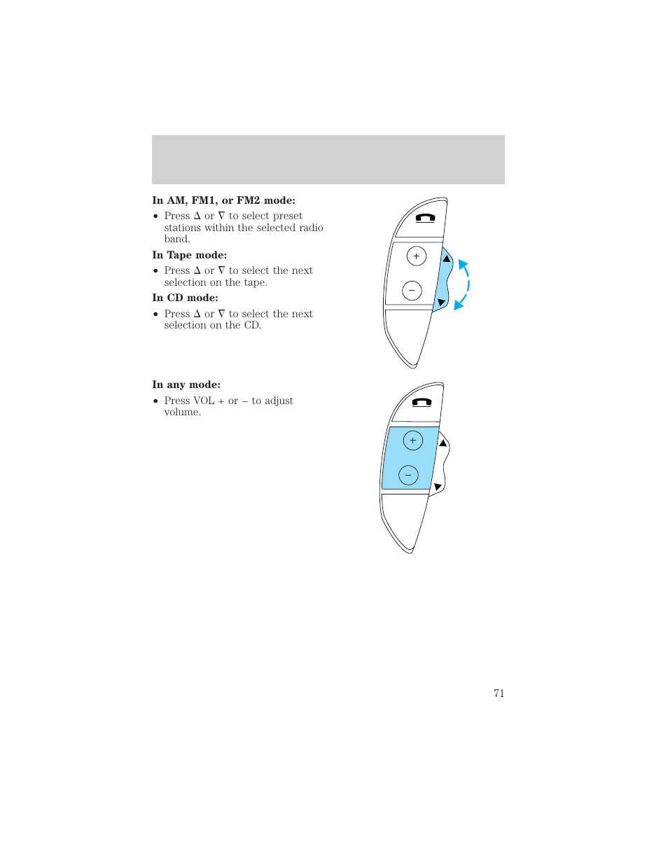 Driver controls | FORD 2002 Thunderbird v.1 User Manual | Page 71 / 248