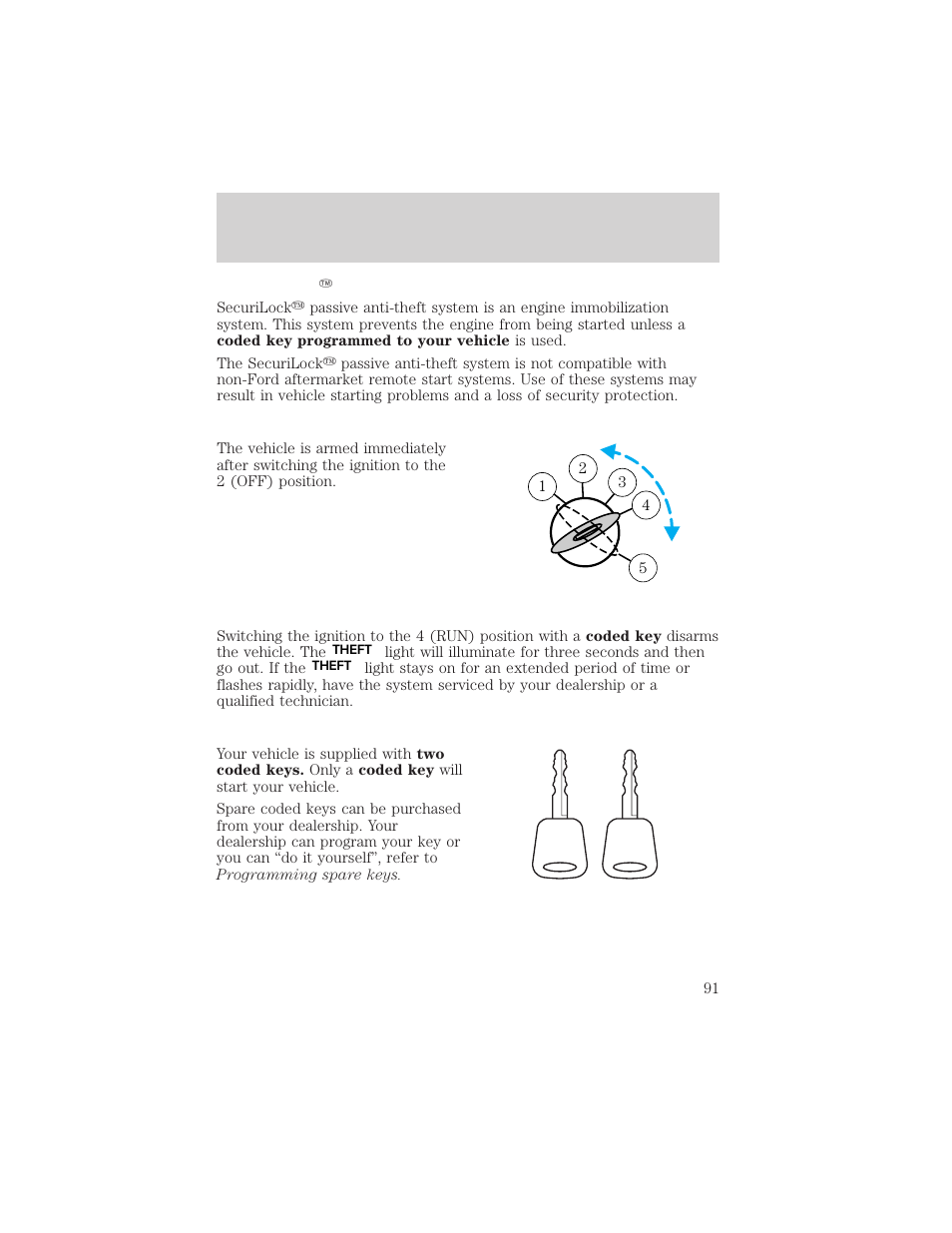 Locks and security | FORD 2002 Thunderbird v.1 User Manual | Page 91 / 248