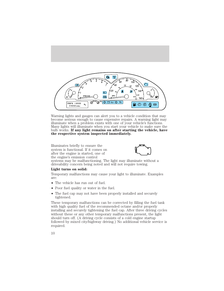 Instrument cluster | FORD 2002 Thunderbird v.2 User Manual | Page 10 / 232