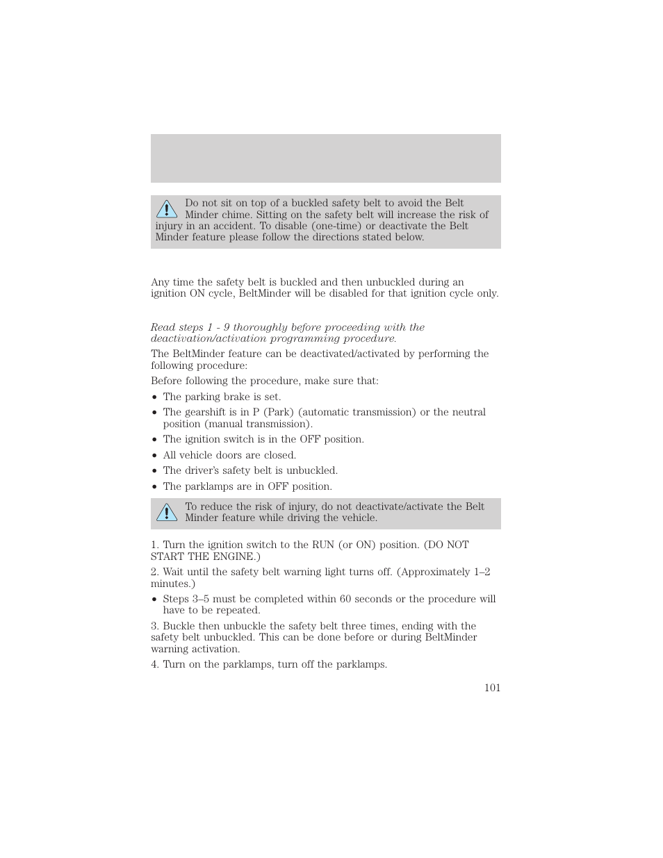 Seating and safety restraints | FORD 2002 Thunderbird v.2 User Manual | Page 101 / 232