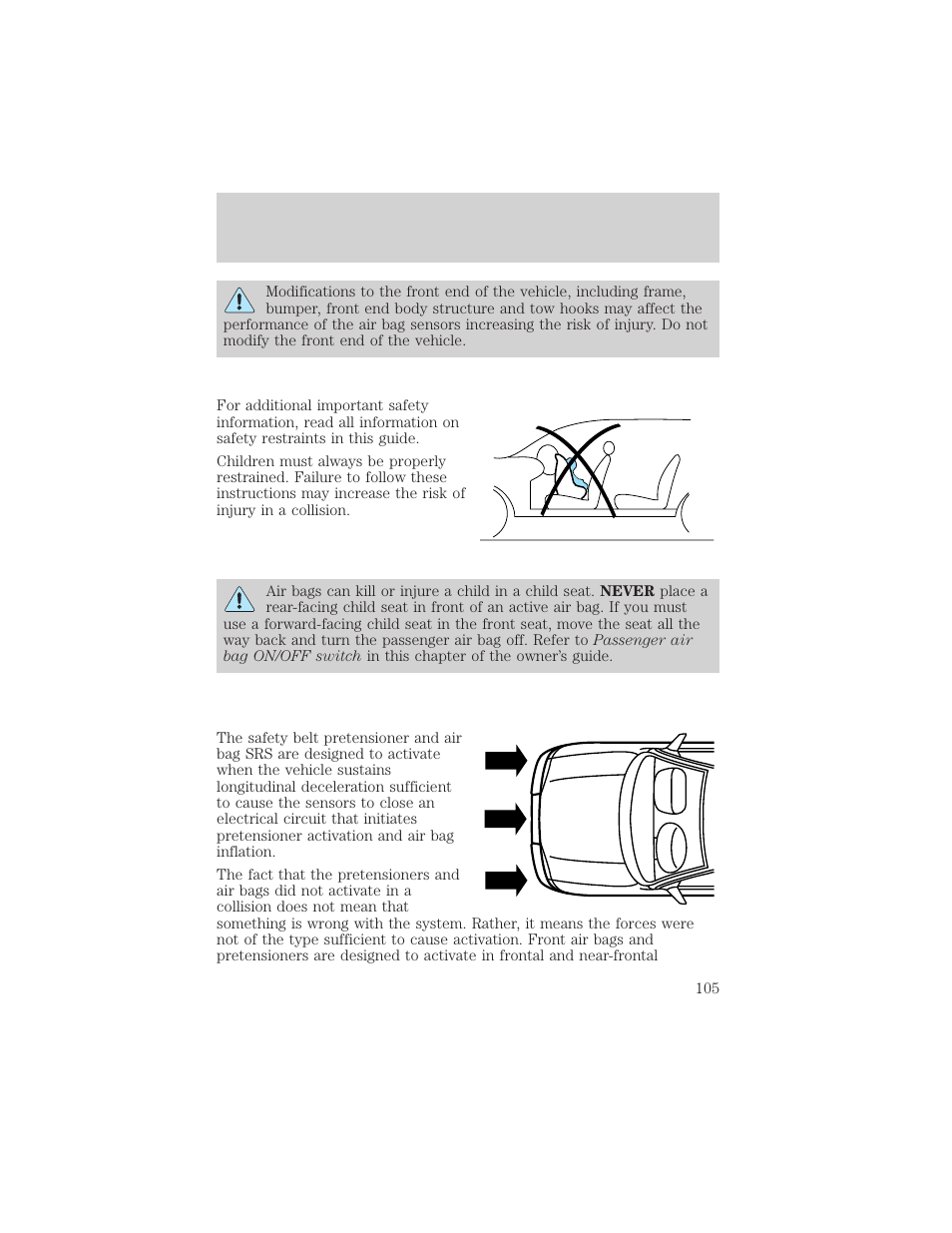 Seating and safety restraints | FORD 2002 Thunderbird v.2 User Manual | Page 105 / 232