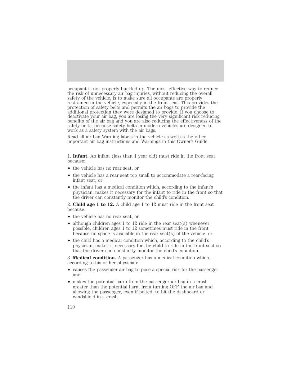 Seating and safety restraints | FORD 2002 Thunderbird v.2 User Manual | Page 110 / 232