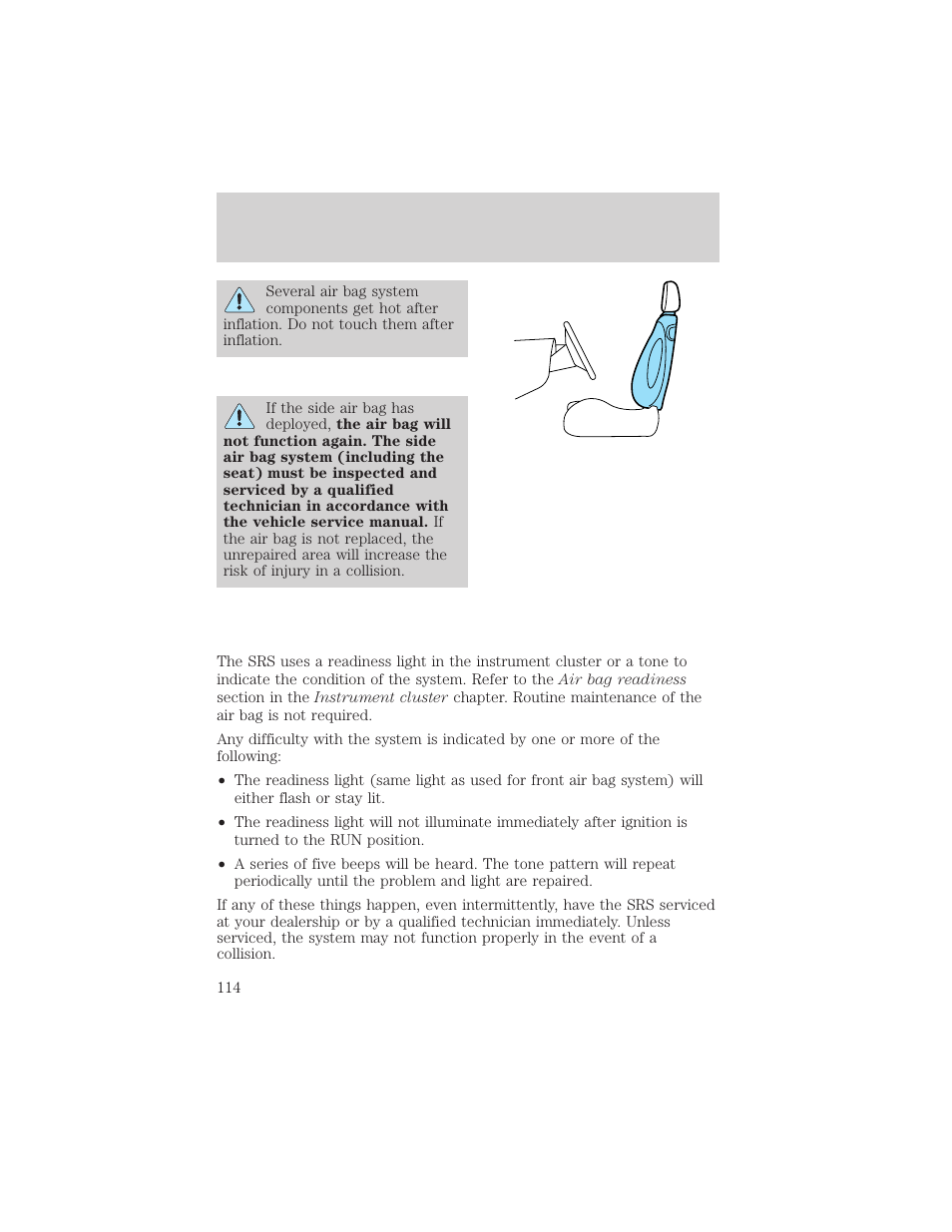 Seating and safety restraints | FORD 2002 Thunderbird v.2 User Manual | Page 114 / 232