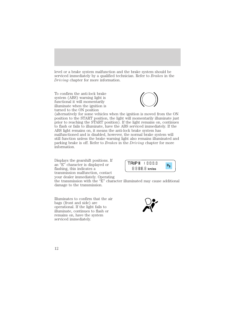 Instrument cluster | FORD 2002 Thunderbird v.2 User Manual | Page 12 / 232