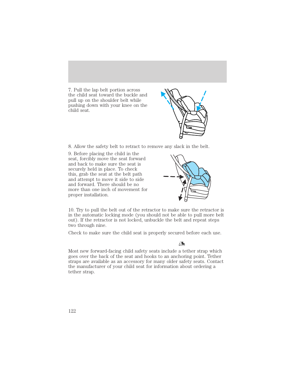 Seating and safety restraints | FORD 2002 Thunderbird v.2 User Manual | Page 122 / 232