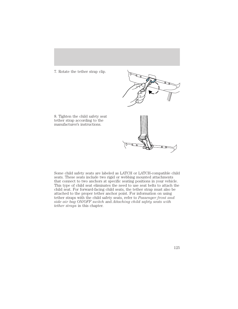 Seating and safety restraints | FORD 2002 Thunderbird v.2 User Manual | Page 125 / 232