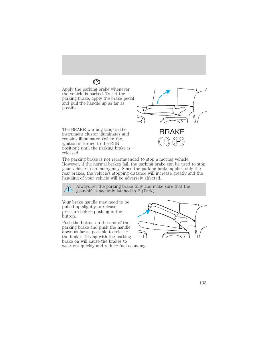 P! brake | FORD 2002 Thunderbird v.2 User Manual | Page 133 / 232