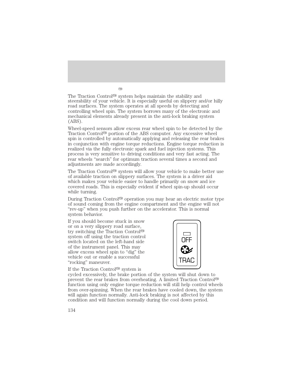 Off trac, Driving | FORD 2002 Thunderbird v.2 User Manual | Page 134 / 232
