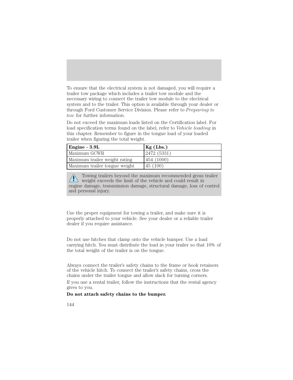 Driving | FORD 2002 Thunderbird v.2 User Manual | Page 144 / 232