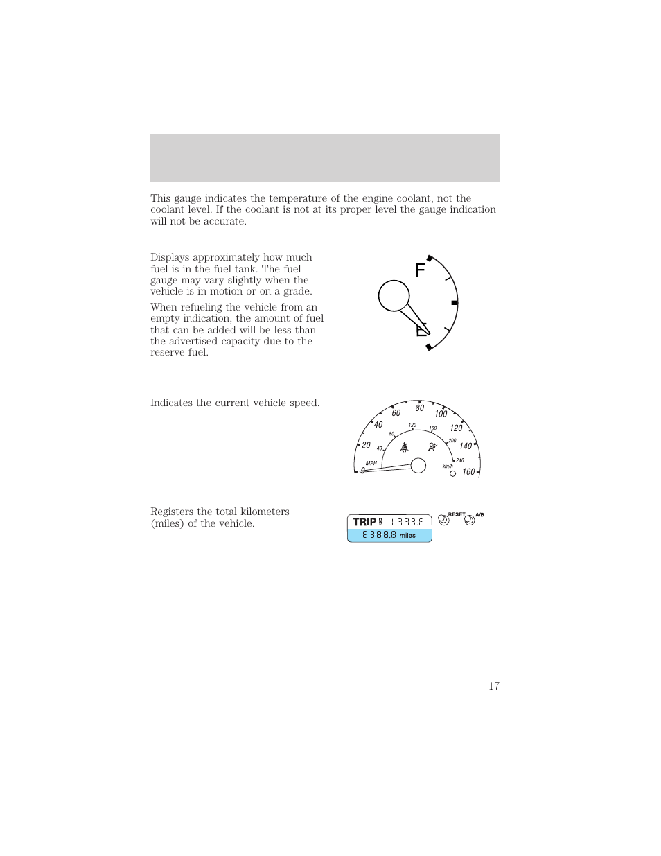 Instrument cluster | FORD 2002 Thunderbird v.2 User Manual | Page 17 / 232