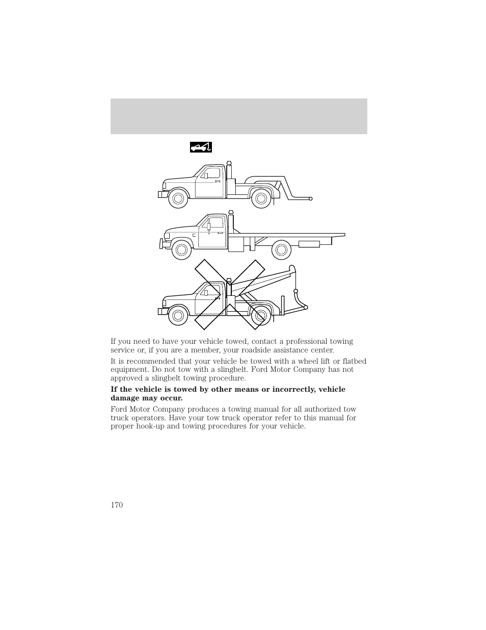 Roadside emergencies | FORD 2002 Thunderbird v.2 User Manual | Page 170 / 232