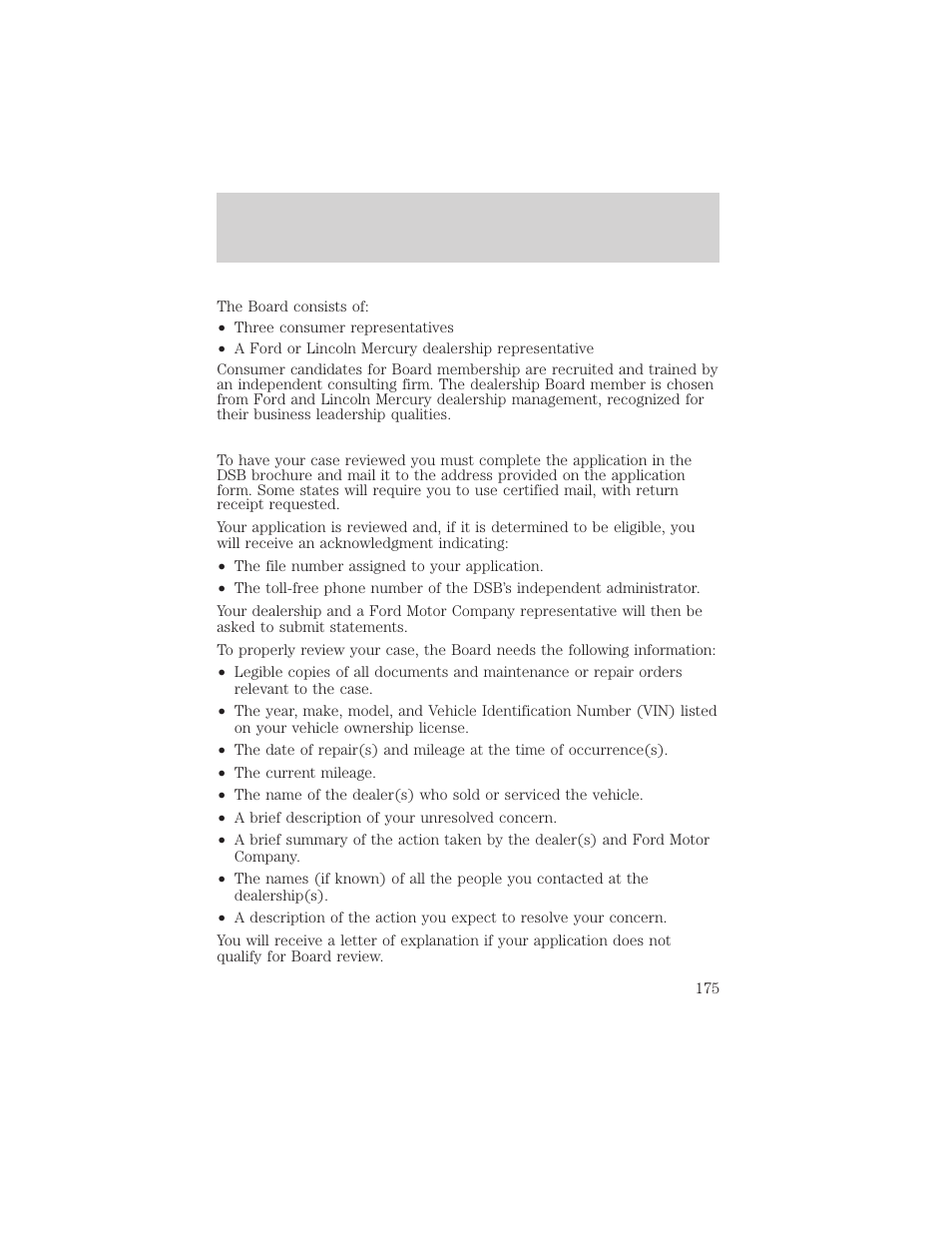 Customer assistance | FORD 2002 Thunderbird v.2 User Manual | Page 175 / 232