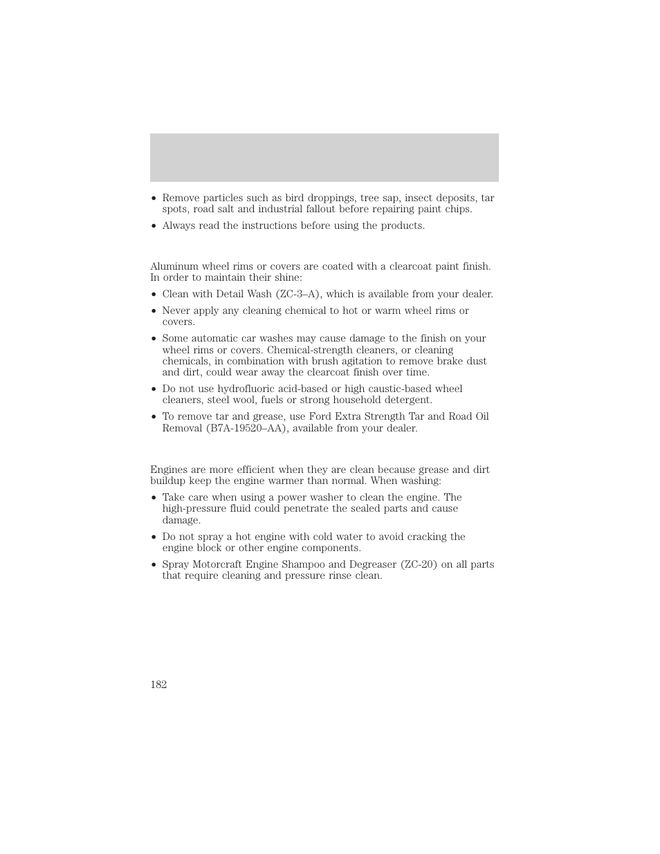 Cleaning | FORD 2002 Thunderbird v.2 User Manual | Page 182 / 232
