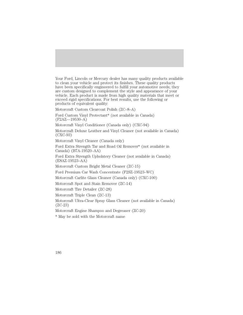 Cleaning | FORD 2002 Thunderbird v.2 User Manual | Page 186 / 232